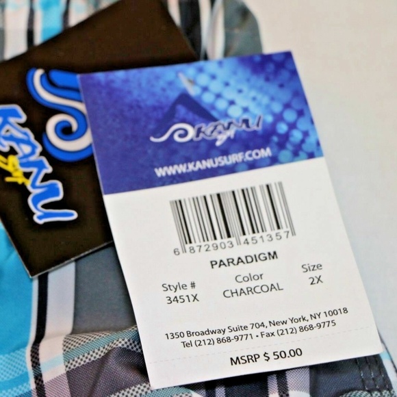 Kanu Surf Men's Big Paradigm Plaid Swim Trunks - Picture 3 of 6